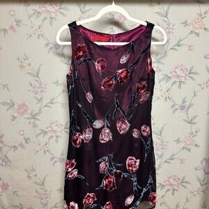 Roberta di Camerino Burgundy Floral Mini Dress